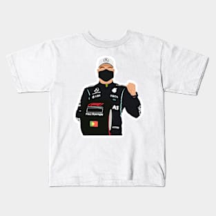 Valtteri Bottas with his pole position award for the 2021 Portugese Grand Prix Kids T-Shirt